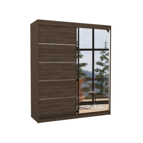 Sliding wardrobe with mirror CARO 180 chocolate color ADRK