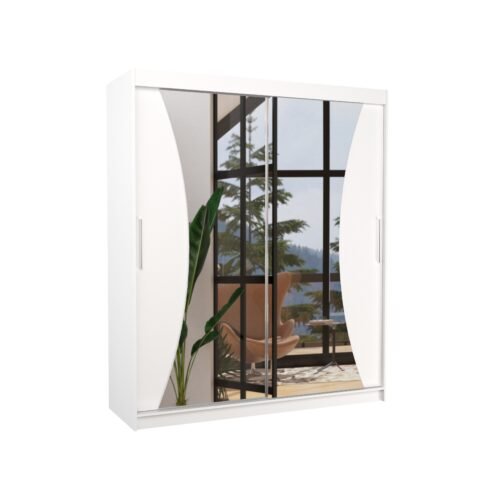 Sliding wardrobe with mirror CHARLOTTE 180 white ADRK