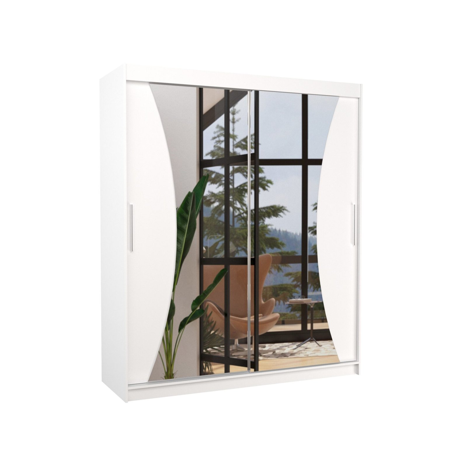 Sliding wardrobe with mirror CHARLOTTE 180 white ADRK