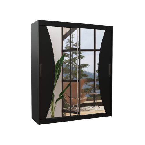 Sliding wardrobe with mirror CHARLOTTE 180 black ADRK