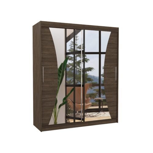 Sliding wardrobe with mirror CHARLOTTE 180 chocolate color ADRK