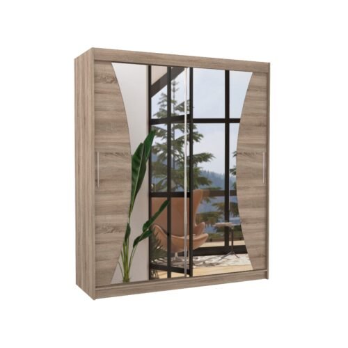 Sliding wardrobe with mirror CHARLOTTE 180 Truffle ADRK