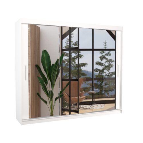 Sliding wardrobe with mirror CHESTER 250 white ADRK