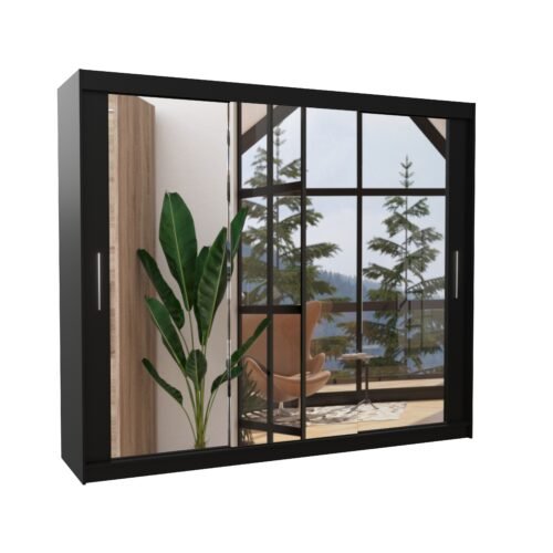 Sliding wardrobe with mirror CHESTER 250 black ADRK