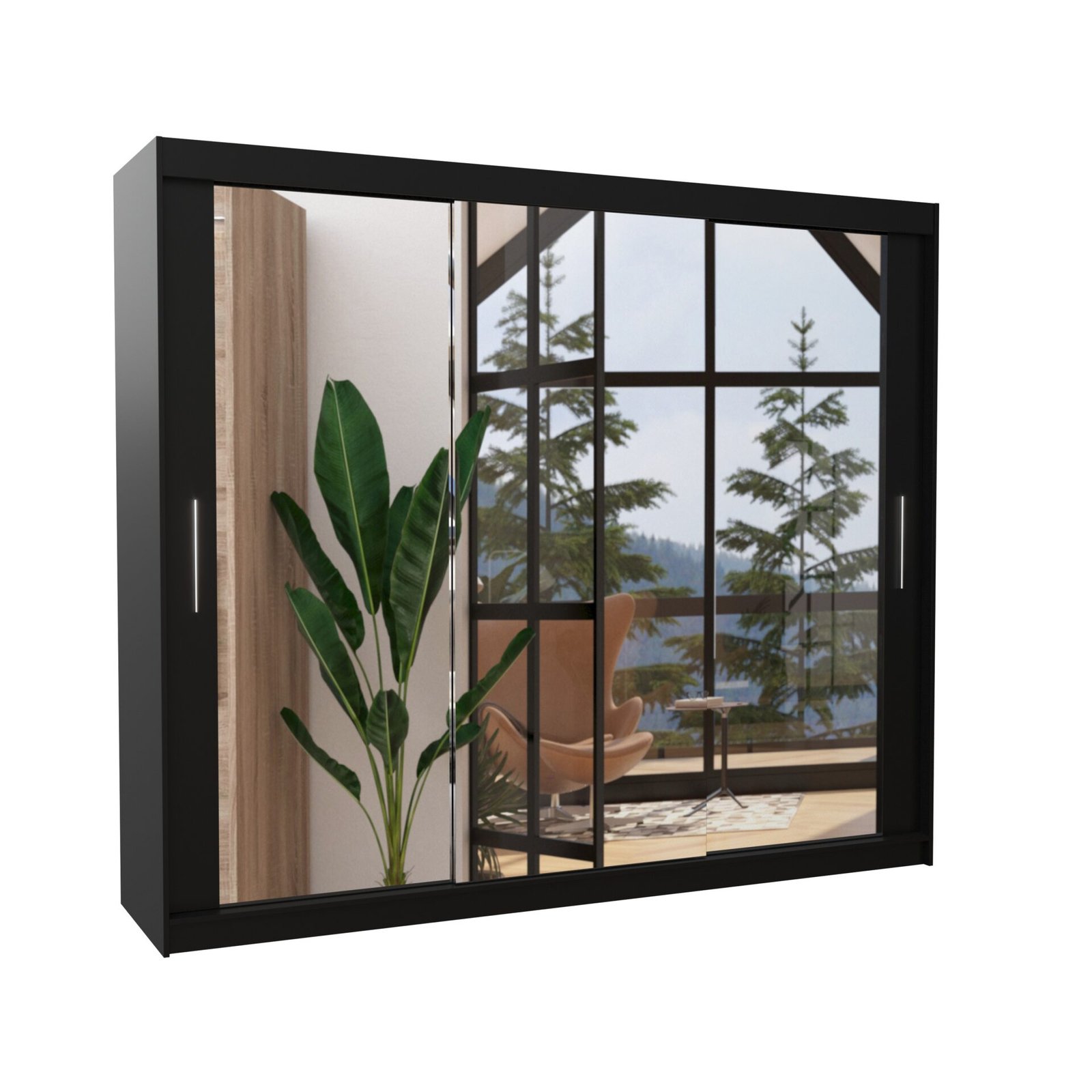 Sliding wardrobe with mirror CHESTER 250 black ADRK