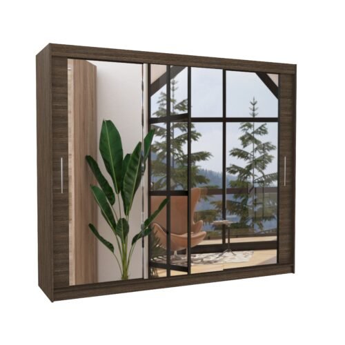 Sliding wardrobe with mirror CHESTER 250 chocolate color ADRK
