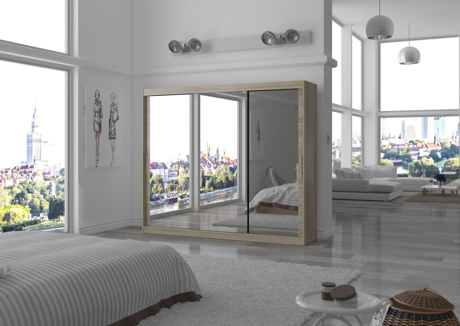 Sliding wardrobe with mirror CHESTER 250 Sonoma ADRK - Image 2
