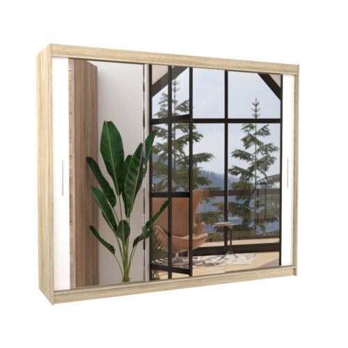 Sliding wardrobe with mirror CHESTER 250 Sonoma/White ADRK