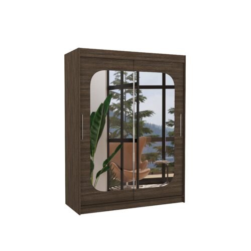 Sliding wardrobe with mirror CLEVER 150 chocolate color ADRK