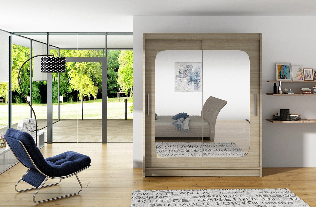 Sliding wardrobe with mirror CLEVER 150 Sonoma ADRK - Image 2