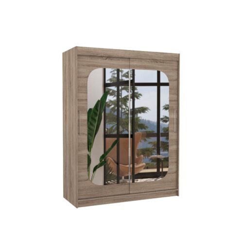 Sliding wardrobe with mirror CLEVER 150 Truffle ADRK