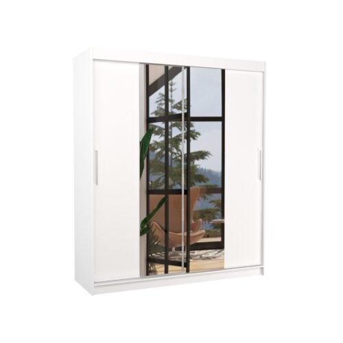 Sliding wardrobe with mirror DALLAS 180 white ADRK