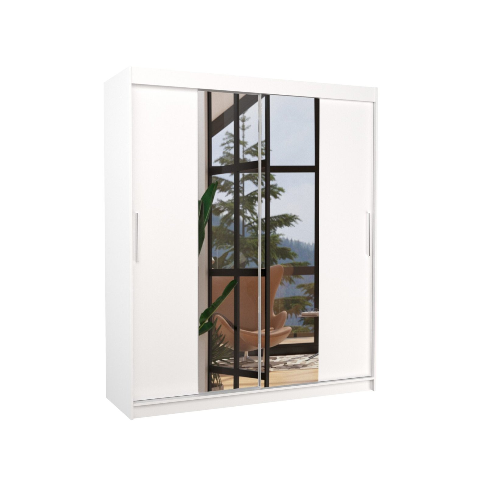 Sliding wardrobe with mirror DALLAS 180 white ADRK