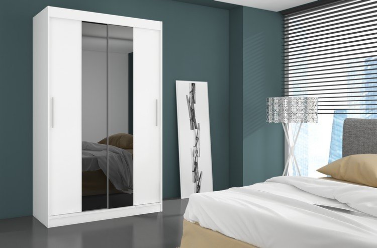Sliding wardrobe with mirror DALLAS 180 white ADRK - Image 2