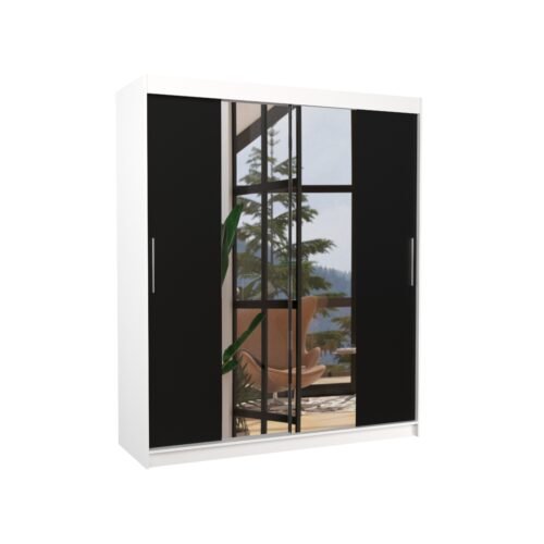 Sliding wardrobe with mirror DALLAS 180 white/black ADRK