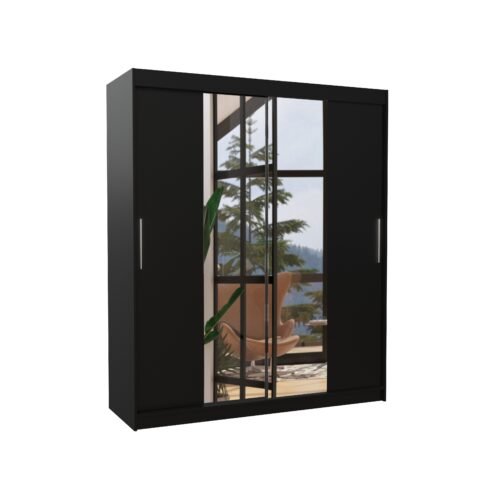 Sliding wardrobe with mirror DALLAS 180 black ADRK