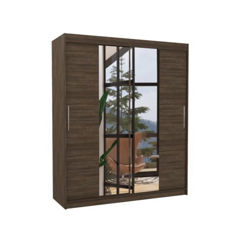 Sliding wardrobe with mirror DALLAS 180 chocolate color ADRK