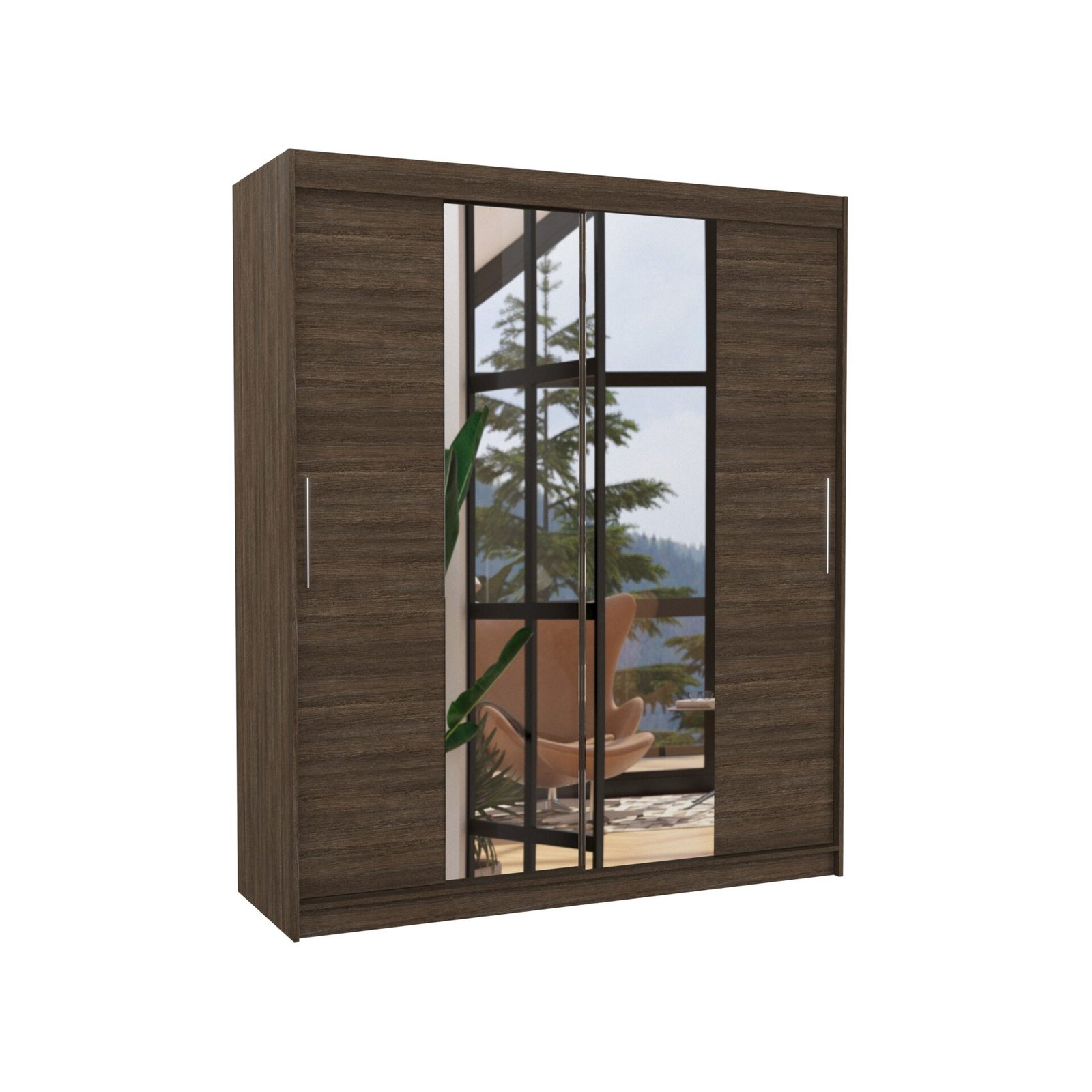 Sliding wardrobe with mirror DALLAS 180 chocolate color ADRK