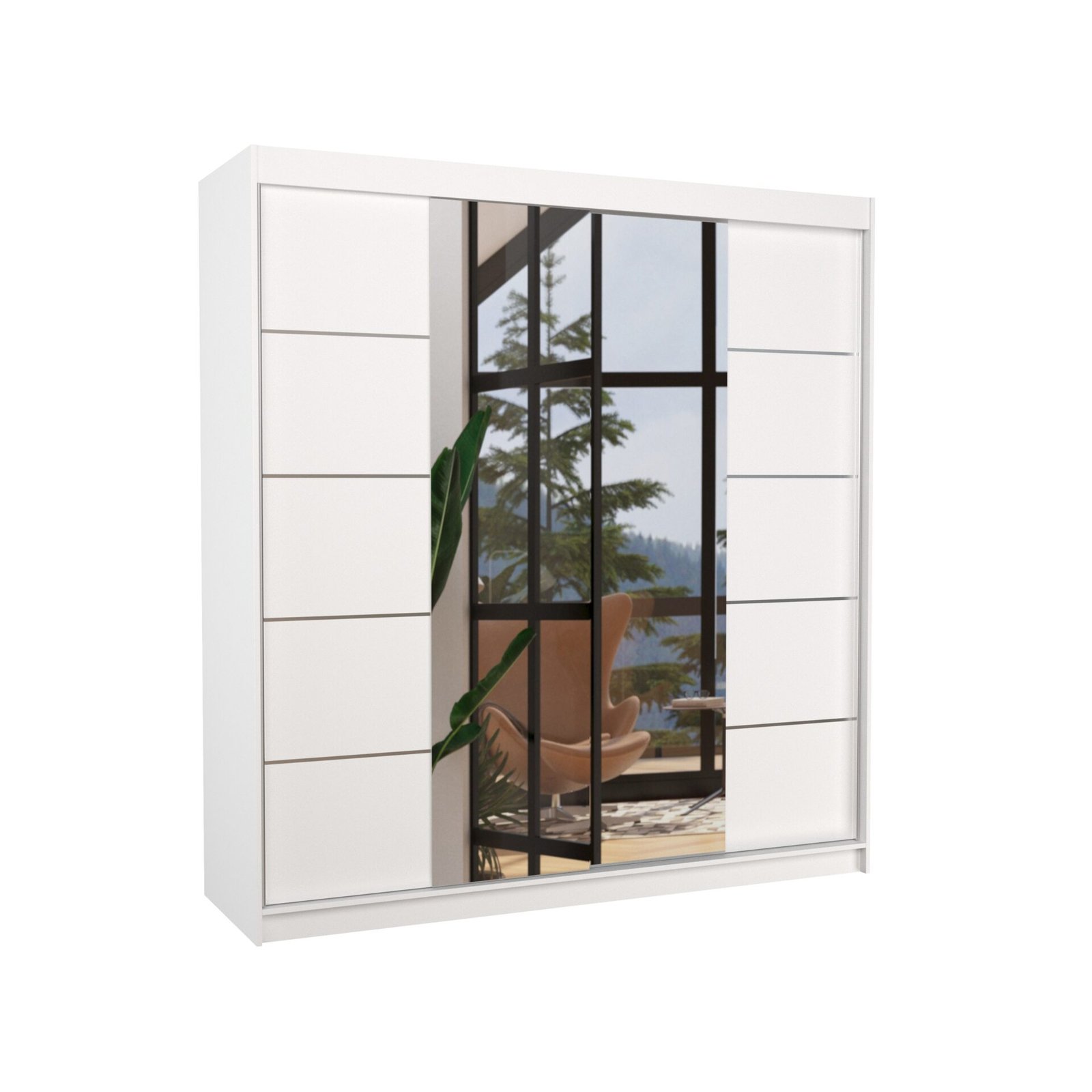 Sliding wardrobe with mirror DALMATIA 200 white ADRK