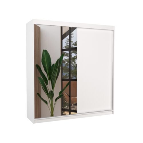 Sliding wardrobe with mirror DELLA 200 white ADRK