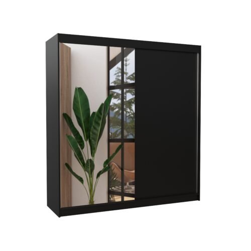 Sliding wardrobe with mirror DELLA 200 black ADRK