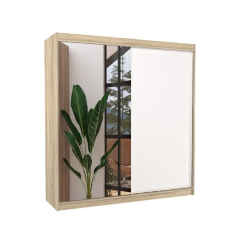 Sliding wardrobe with mirror DELLA 200 Sonoma/White ADRK
