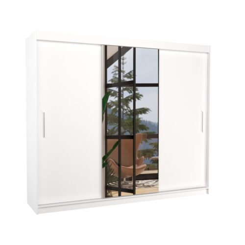 Sliding wardrobe with mirror DENIS 250 white ADRK