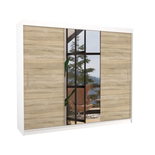 Sliding wardrobe with mirror DENIS 250 white/Sonoma ADRK