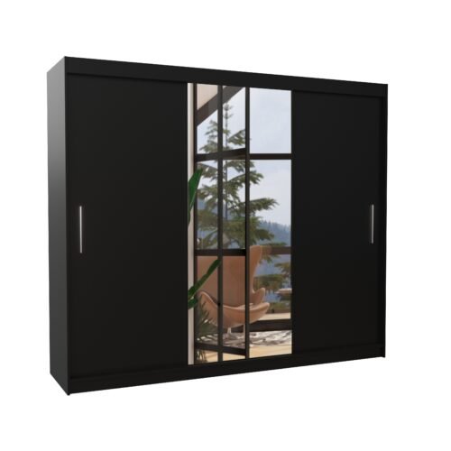 Sliding wardrobe with mirror DENIS 250 black ADRK