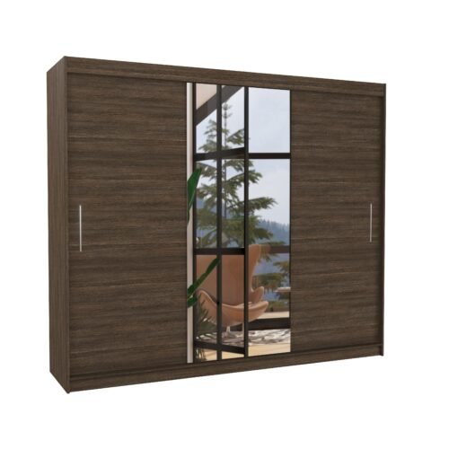 Sliding wardrobe with mirror DENIS 250 chocolate color ADRK