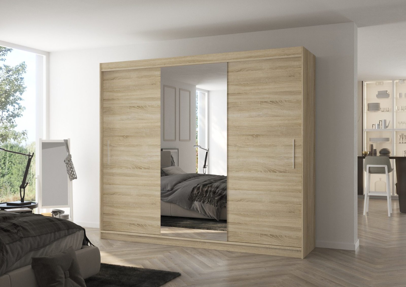 Sliding wardrobe with mirror DENIS 250 Sonoma ADRK - Image 3