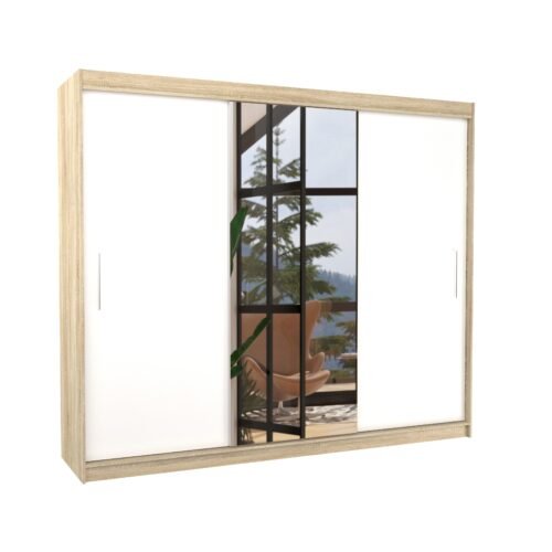 Sliding wardrobe with mirror DENIS 250 Sonoma/White ADRK
