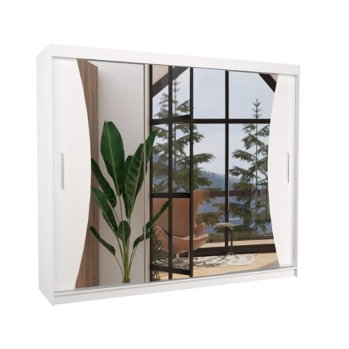 Sliding wardrobe with mirror DIEGO 250 white ADRK