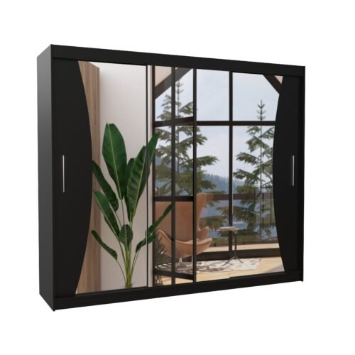 Sliding wardrobe with mirror DIEGO 250 black ADRK
