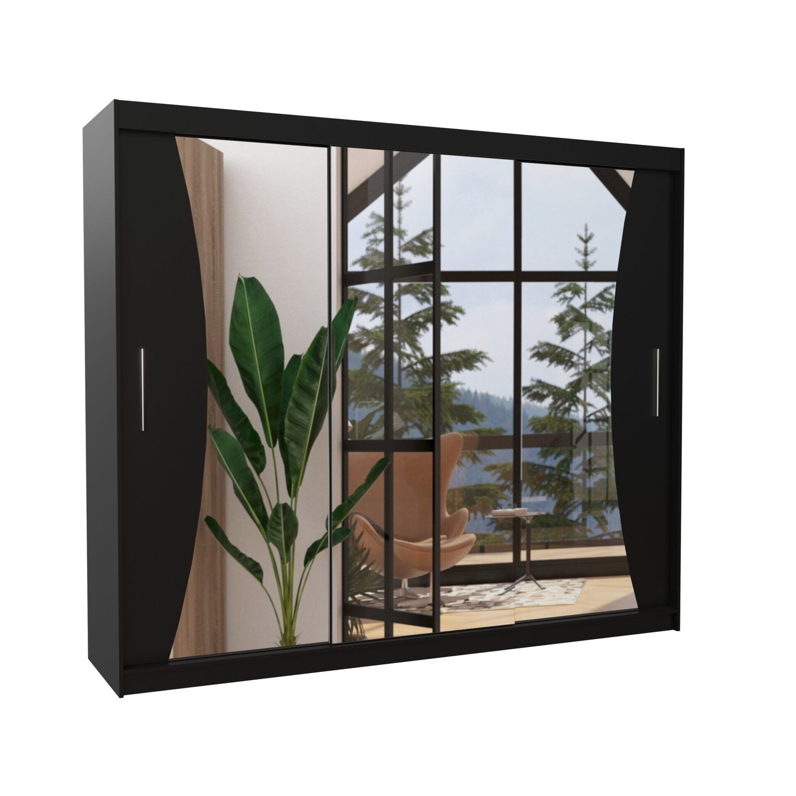 Sliding wardrobe with mirror DIEGO 250 black ADRK