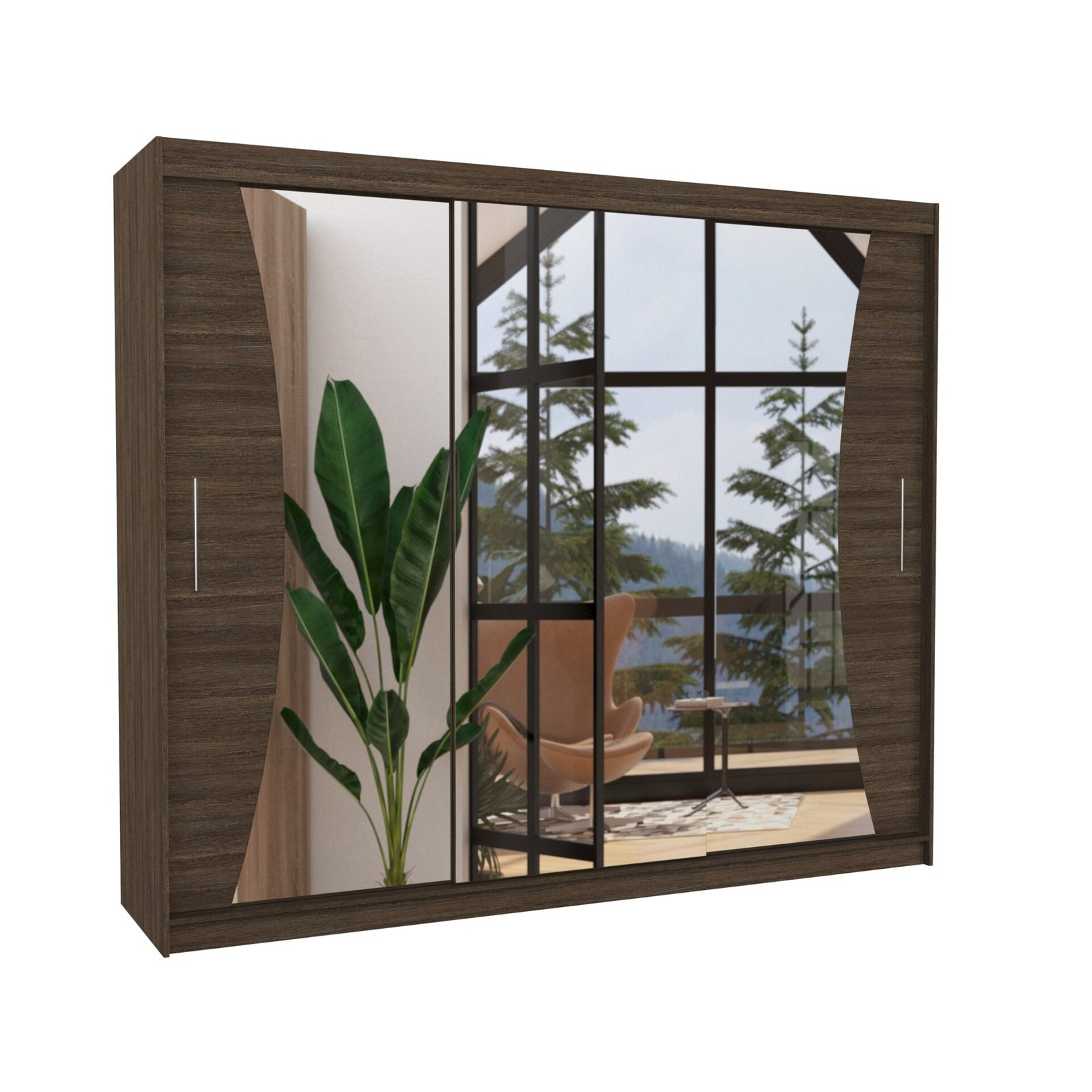 Sliding wardrobe with mirror DIEGO 250 chocolate color ADRK