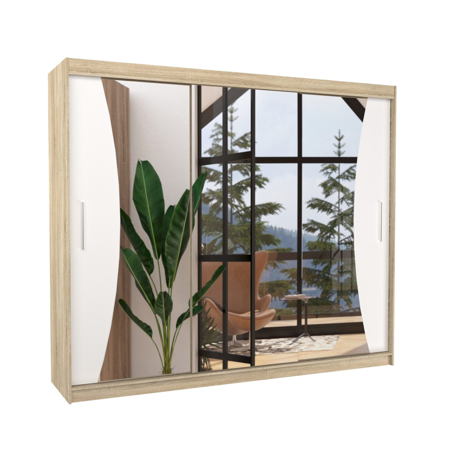 DIEGO 250 Sonoma/White ADRK sliding wardrobe with mirror