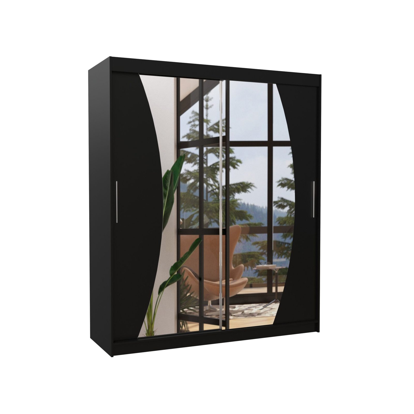 DOLORES 180 black ADRK sliding wardrobe with mirror