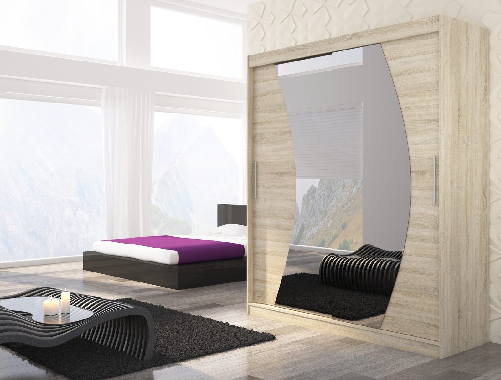 DOLORES 180 Sonoma ADRK sliding wardrobe with mirror - Image 2