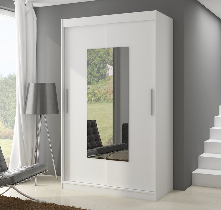 Sliding wardrobe with mirror DORRIGO 150 white ADRK - Image 2