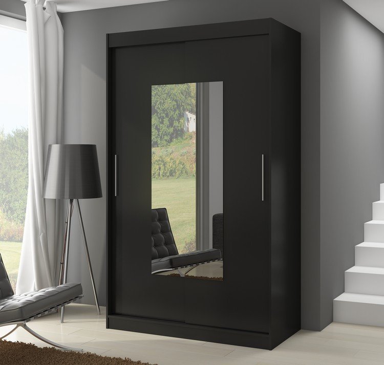 Sliding wardrobe with mirror DORRIGO 150 black ADRK - Image 2