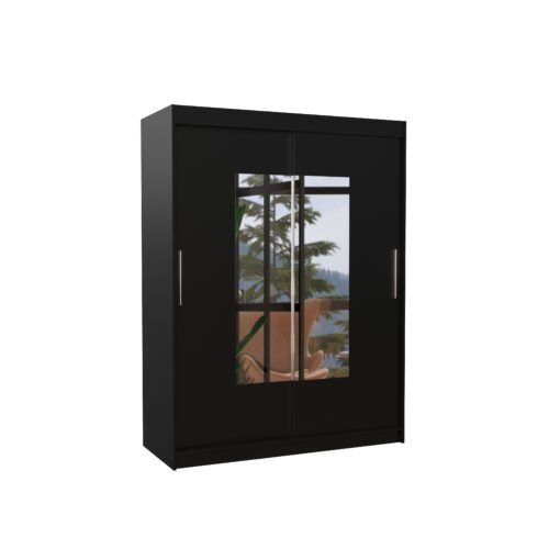 Sliding wardrobe with mirror DORRIGO 150 black ADRK