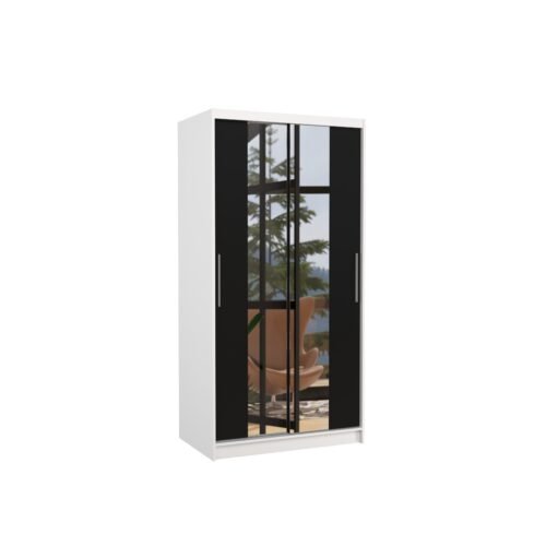 Sliding wardrobe with mirror DRAGONIS 100 white/black ADRK