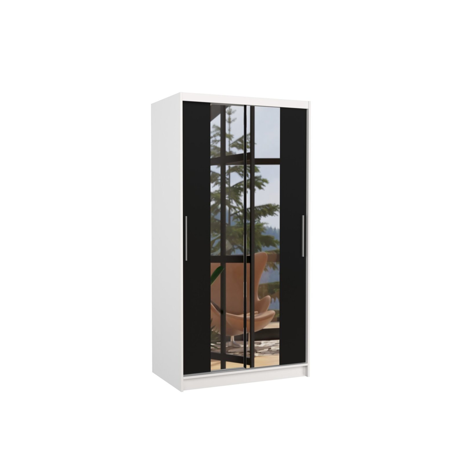 Sliding wardrobe with mirror DRAGONIS 100 white/black ADRK
