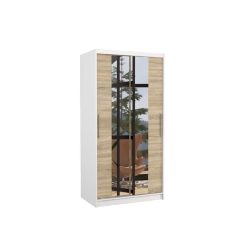 Sliding wardrobe with mirror DRAGONIS 100 white/Sonoma ADRK