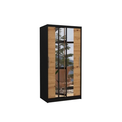 Sliding wardrobe with mirror DRAGONIS 100 black/artisan ADRK