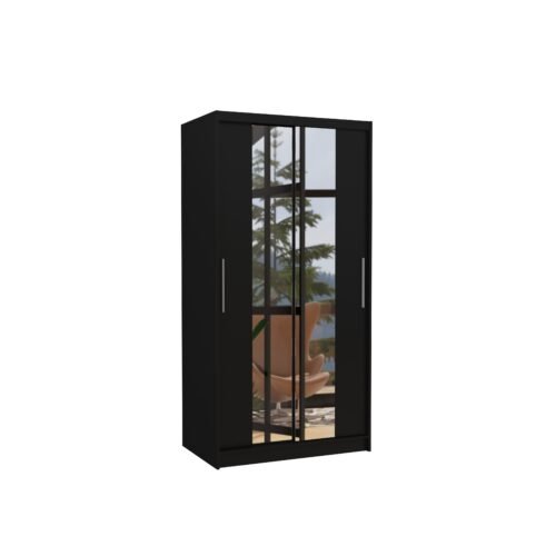 Sliding wardrobe with mirror DRAGONIS 100 black ADRK