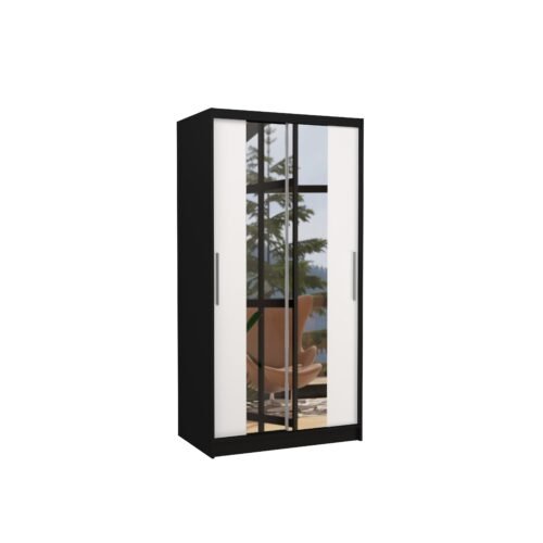 Sliding wardrobe with mirror DRAGONIS 100 black/white ADRK