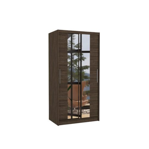 Sliding wardrobe with mirror DRAGONIS 100 chocolate color ADRK