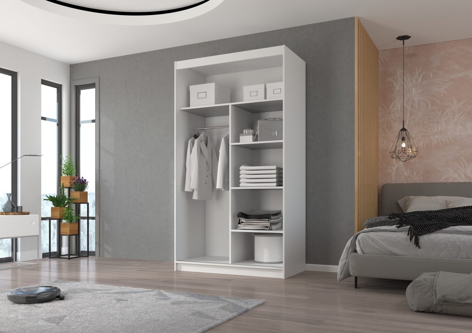 Sliding wardrobe with mirror ESTI 120 anthracite ADRK - Image 4